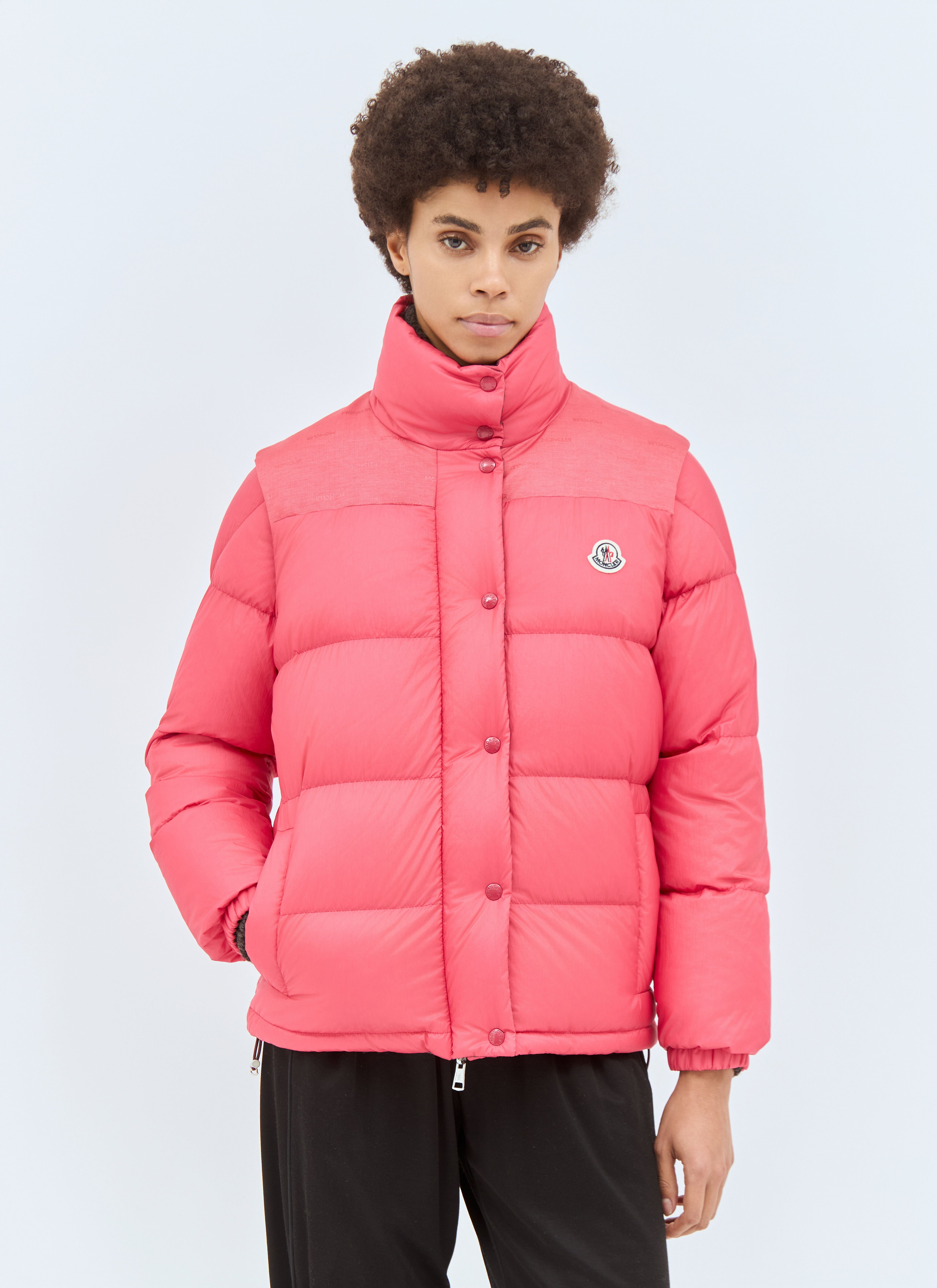 Moncler pink jacket with fur new arrivals