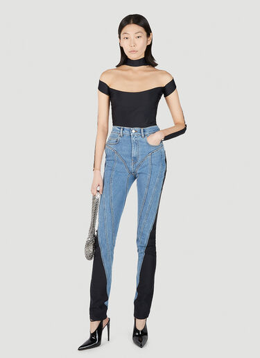 Mugler Structured Contrast Panel Jeans Blue mug0251059