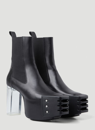 Rick Owens Grilled Platform Heeled Boots Black ric0149037