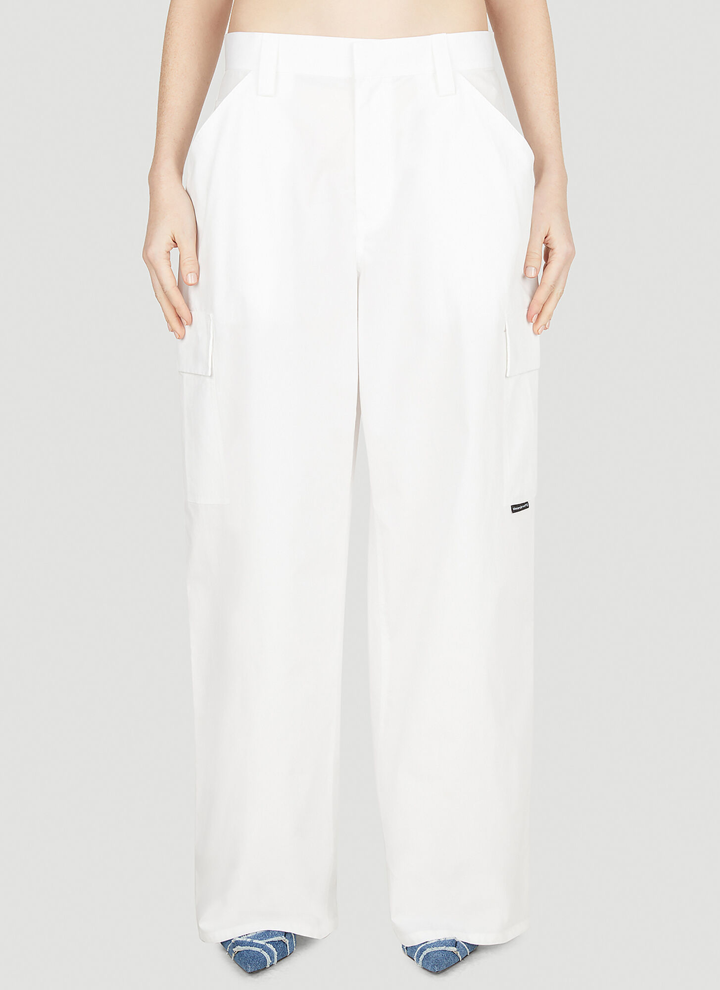 Alexander Wang High-waisted Cotton Cargo Trousers In White
