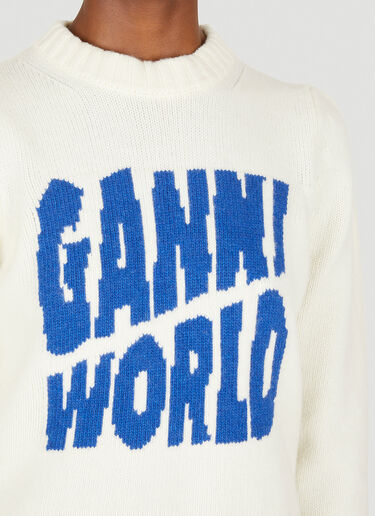GANNI Intarsia Logo Sweater White gan0251010
