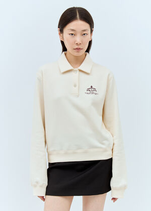 Prada Logo Print Polo Top Cream pra0258005