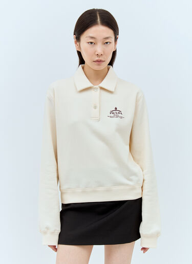 Prada Logo Print Polo Top Cream pra0258005