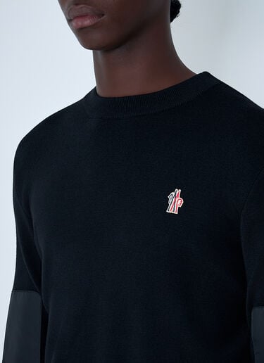 Crewneck Sweater with Nylon Sleeve Patches Moncler Grenoble Crewneck Sweater with Nylon Sleeve Patches Black mog0162010