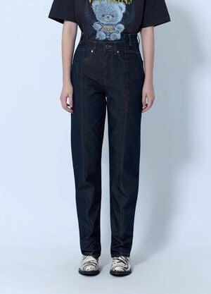 GANNI Slub Denim Fold Jeans Navy gan0266006