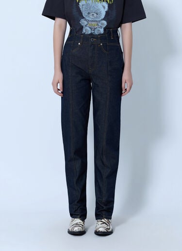 LN-CC® - GANNI: Slub Denim Fold Jeans - Navy GANNI Slub Denim Fold Jeans Navy gan0266006