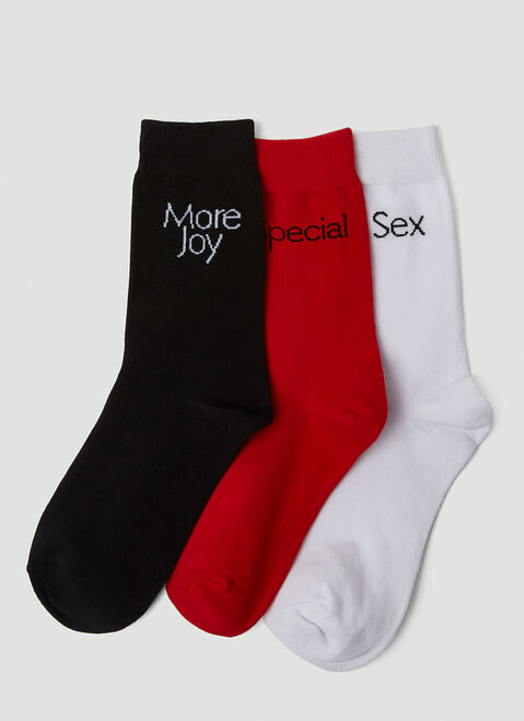Balenciaga Pack of Three Slogan Socks Beige bal0151051
