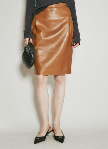 Saint Laurent Leather Pencil Skirt Brown sla0254029
