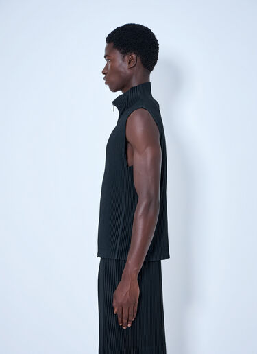 LN-CC® - Homme Plissé Issey Miyake: ノースリーブ リブ編みジレ - 黒 Homme Plissé Issey Miyake ノースリーブ リブ編みジレ 黒 hmp0165001