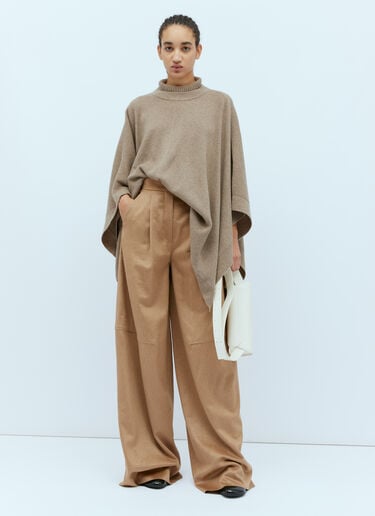 Max Mara ワイドレッグウールパンツ キャメル max0254040