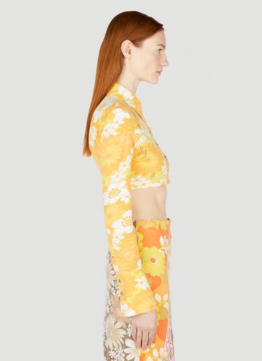 Rave Review Sommar Flower Cropped Shirt Yellow rav0252006