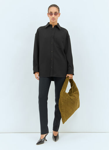 Bottega Veneta 羊毛斜纹布衬衫 黑色 bov0258002