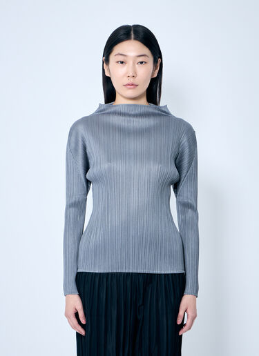 Pleats Please Issey Miyake Pleated Top Grey plp0259025