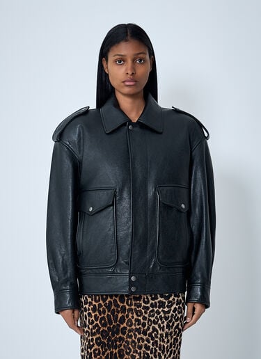 Saint Laurent Grained Leather Jacket Black sla0261011