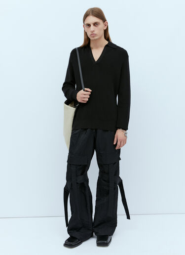 Dries Van Noten V Neck Knit Sweater Black dvn0154025