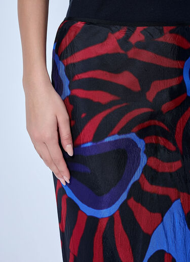 LN-CC® - Dries Van Noten: Abstract Pattern Midi Skirt - Red Dries Van Noten Abstract Pattern Midi Skirt Red dvn0265010