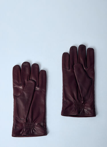 Bottega Veneta Intrecciato Leather Gloves Burgundy bov0159032