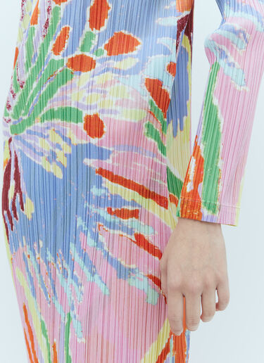 Pleats Please Issey Miyake Frosty Forest Long-Sleeve Midi Dress Multicolour plp0255003