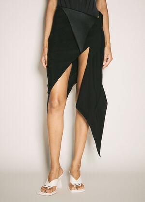 Mugler Cummerbund Satin Skirt Black mug0259009