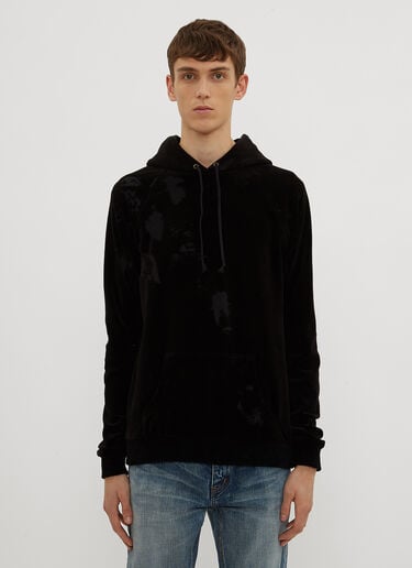 Hooded Burnt Out Velvet Sweater Saint Laurent Hooded Burnt Out Velvet Sweater Black sla0134006
