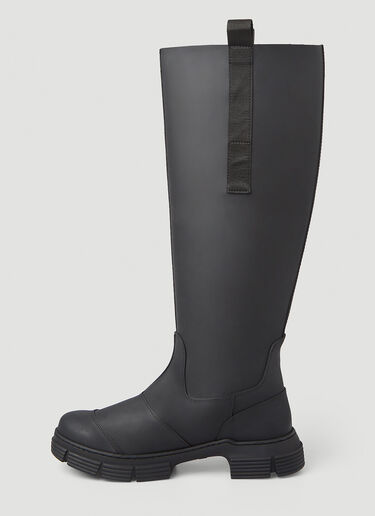 GANNI Knee High Rubber Boots Black gan0246089