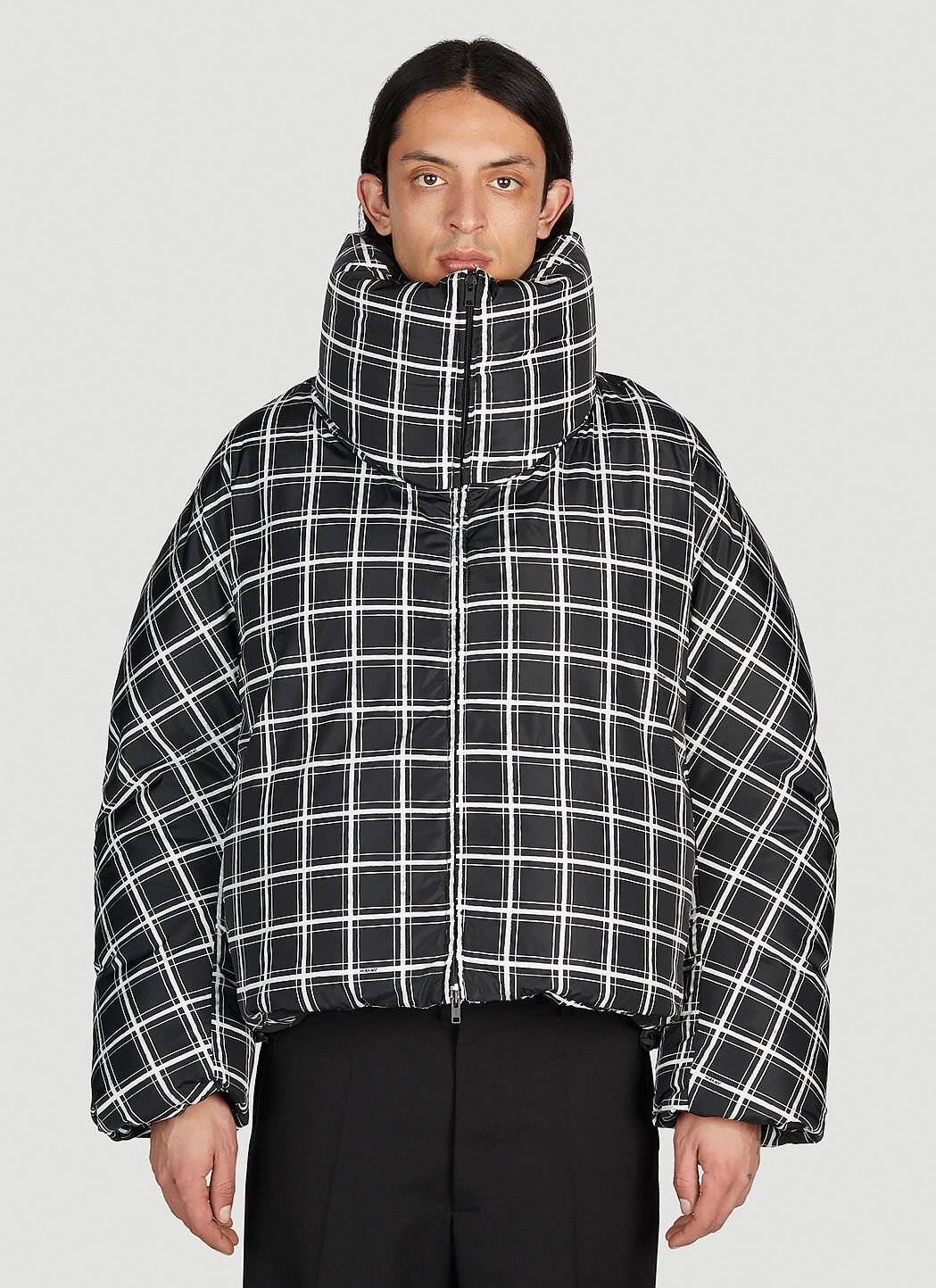 The Row Check Oversized Down Jacket Red row0154007