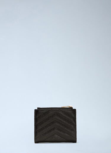 Saint Laurent Monogram 细纹粒面皮革拉链卡包 黑 sla0237053