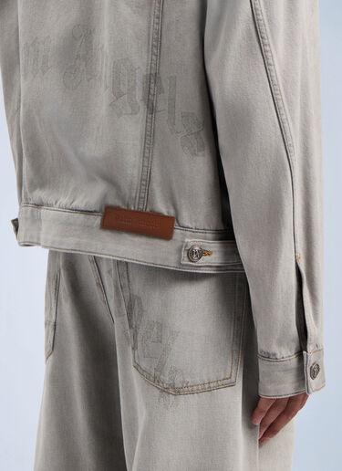 Curved Logo Denim Jacket Palm Angels Curved Logo Denim Jacket Light Grey pma0162100