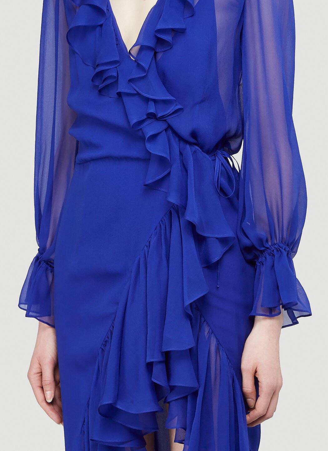 Blue silk yves saint laurent cheap wrap dress
