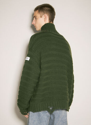 MM6 Maison Margiela Distressed Turtleneck Sweater Green mmm0157004