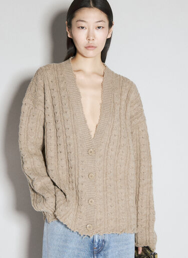 MM6 Maison Margiela Cable Knit Cardigan Beige mmm0254008