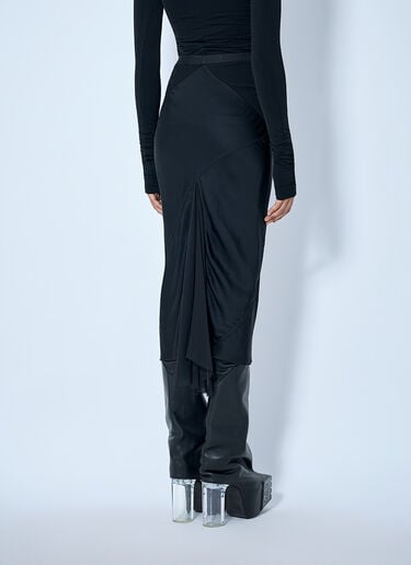 LN-CC® - Rick Owens: Asymmetrical Midi Skirt - Black Rick Owens Asymmetrical Midi Skirt Black ric0265016