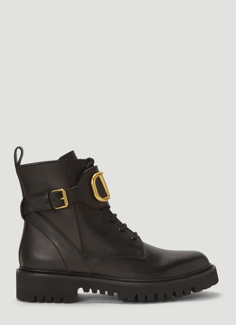 Valentino Vlogo Combat Boots Black val0248017
