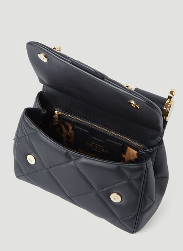 Dolce & Gabbana Sicily Quilted Medium Shoulder Bag Black dol0246062
