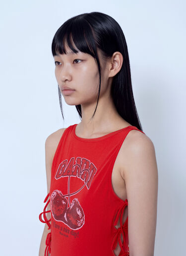LN-CC® - GANNI: Swimsuit with Tie Strings Cherry Print - Red GANNI Swimsuit with Tie Strings Cherry Print Red gan0265029