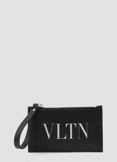 Valentino Logo Print Card Holder Black val0149056