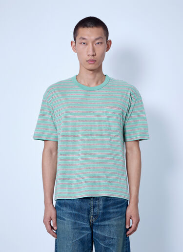 LN-CC® - Visvim: Jumbo Border Tee - Green Visvim Jumbo Border Tee Green vis0166007