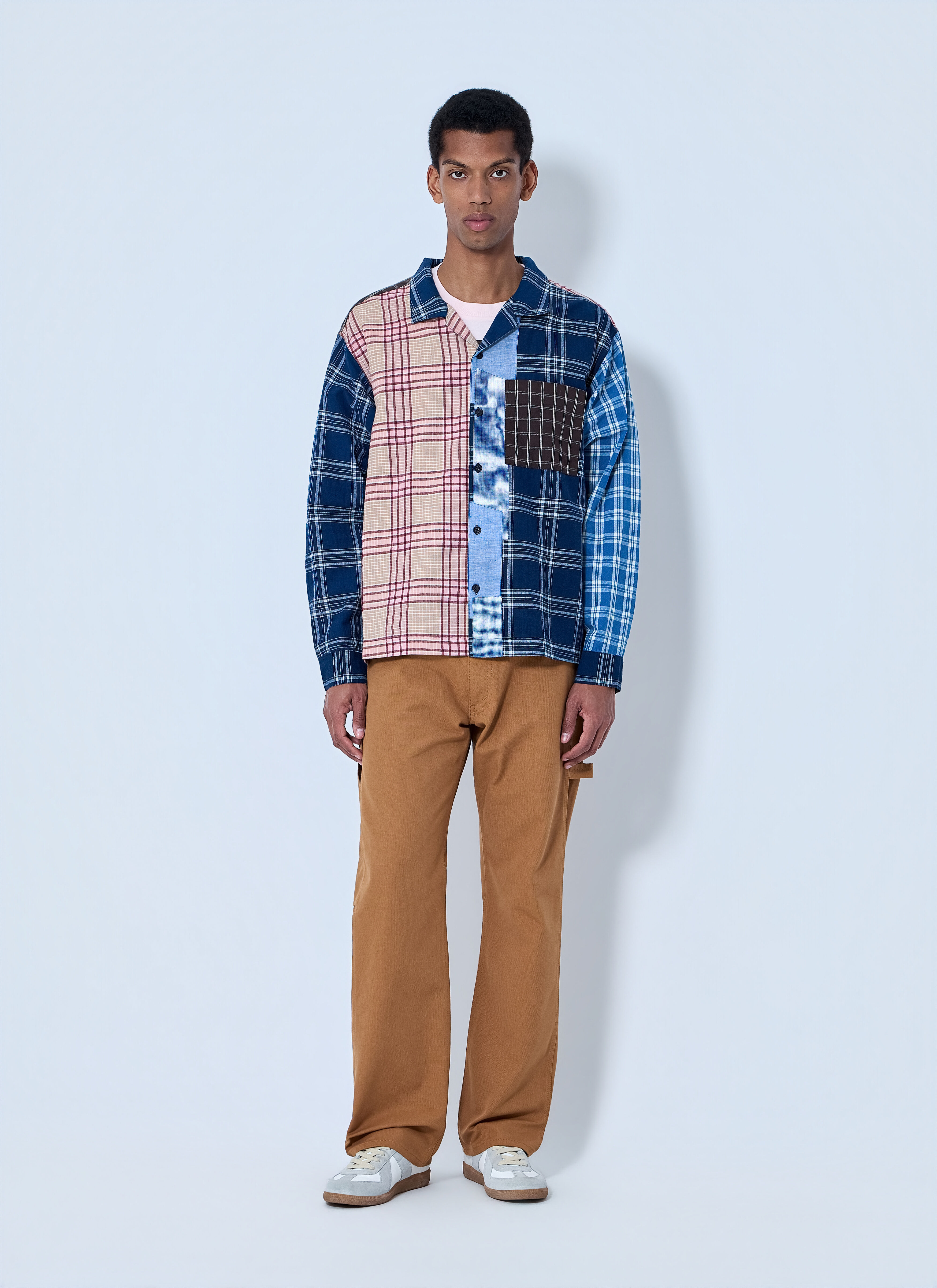 Story MFG Men's' Patchwork Plaid Shirt in Blue | LN-CC®