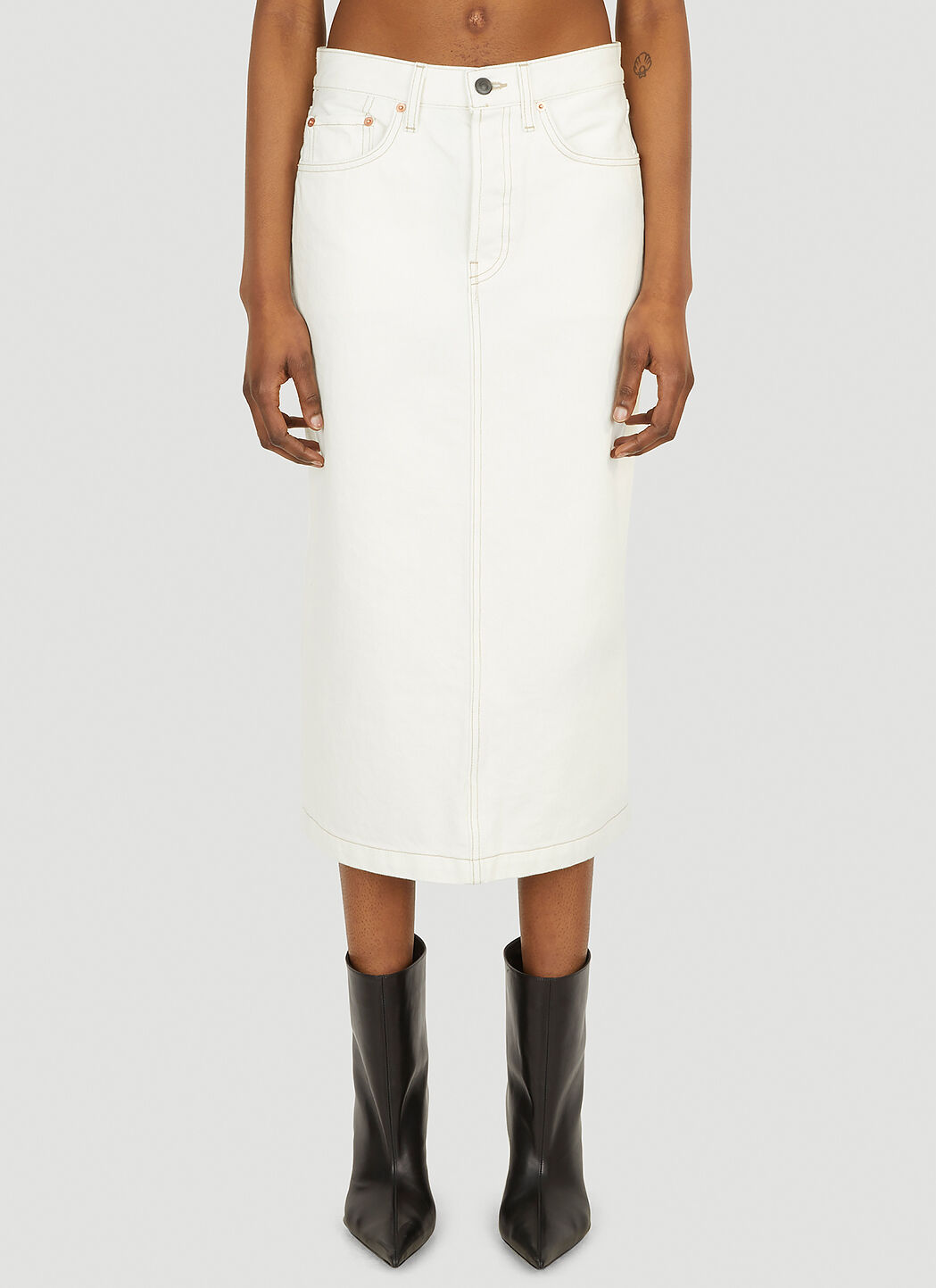 Wardrobe nyc denim deals midi skirt