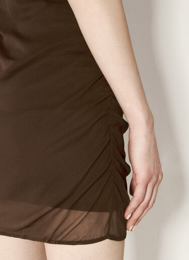 Saint Laurent 薄纱迷你背心连衣裙 棕色 sla0255027