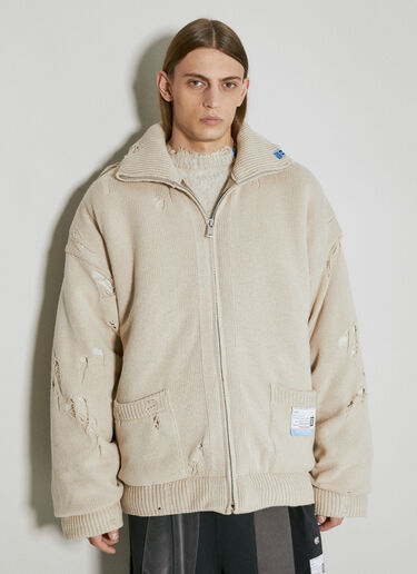 パッド入りディストレス加工ニットカーディガン Maison Mihara Yasuhiro パッド入りディストレス加工ニットカーディガン ベージュ mmy0154002