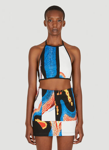 Ambush Halterneck Graphic Knit Top Blue amb0250014