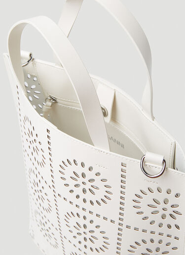 GANNI Banner Medium Tote Bag White gan0253034