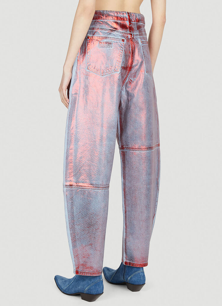GANNI Metallic Foil Jeans in Red LNCC®