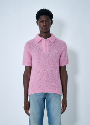 ERL Mohair-Blend Polo Shirt Pink erl0162005