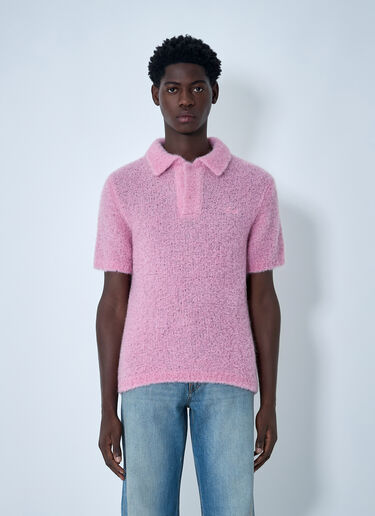 ERL Mohair-Blend Polo Shirt Pink erl0162005