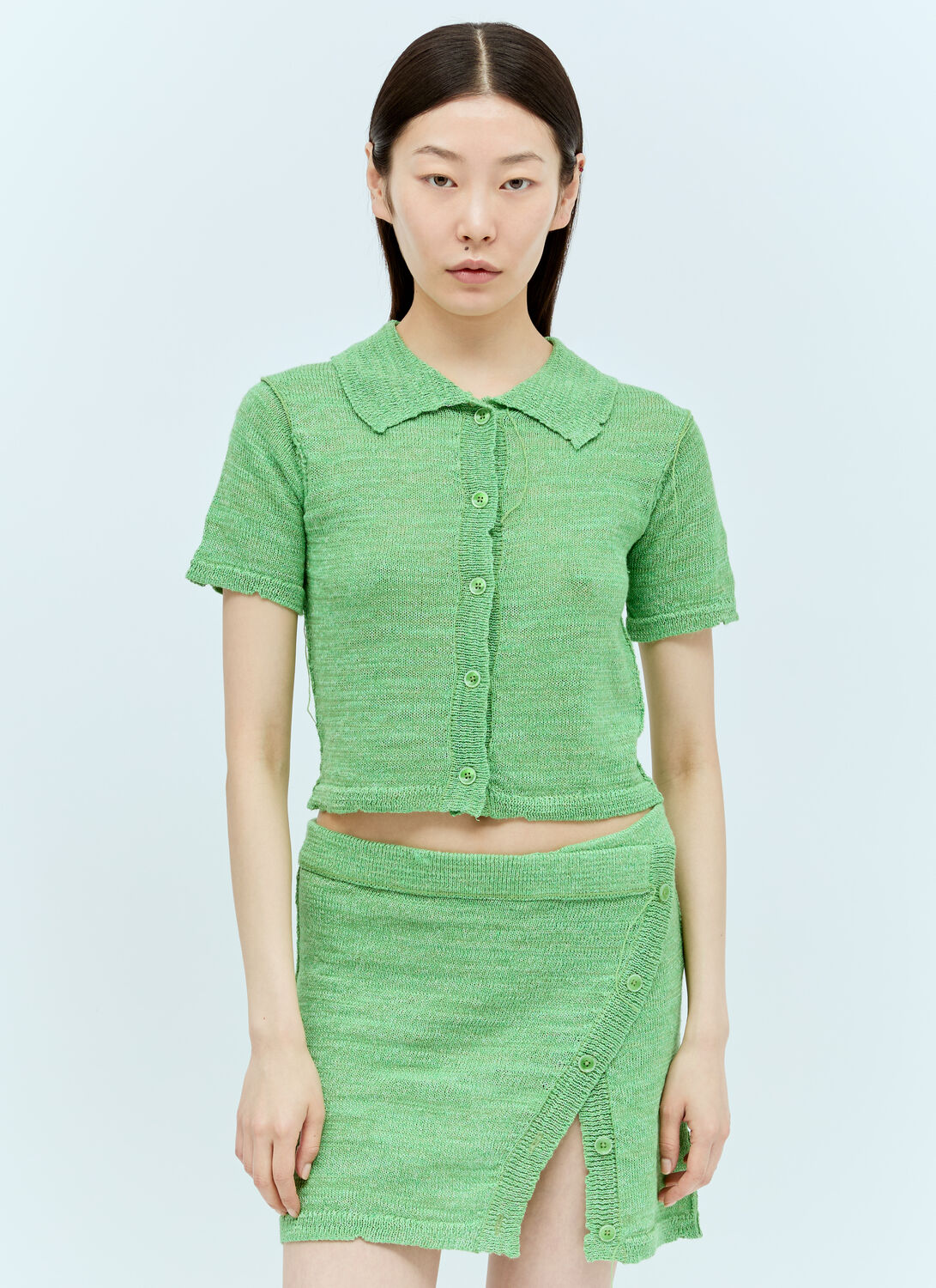 Shop Acne Studios Cropped Cardigan In Green