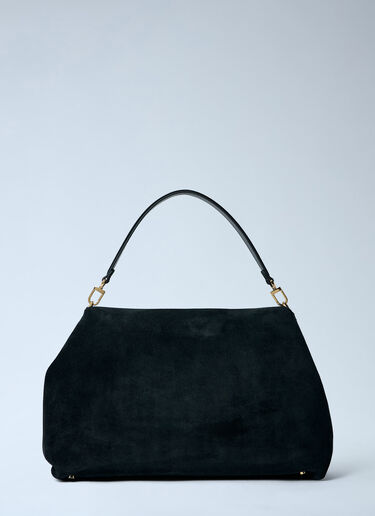TOTEME T-Lock Suede Satchel Bag Black tot0263072