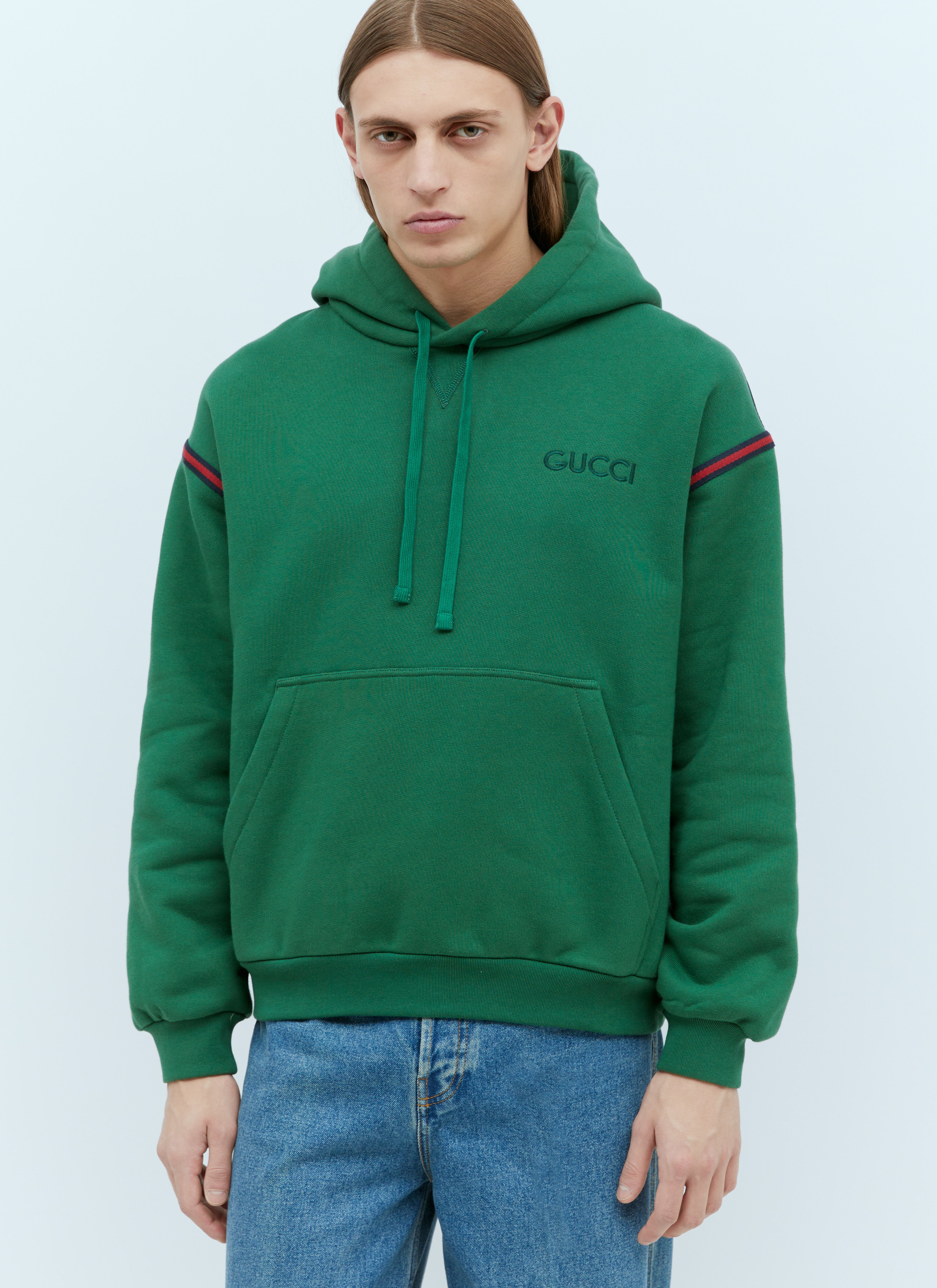 Gucci Logo Embroidery Hooded Sweatshirt Beige guc0155035