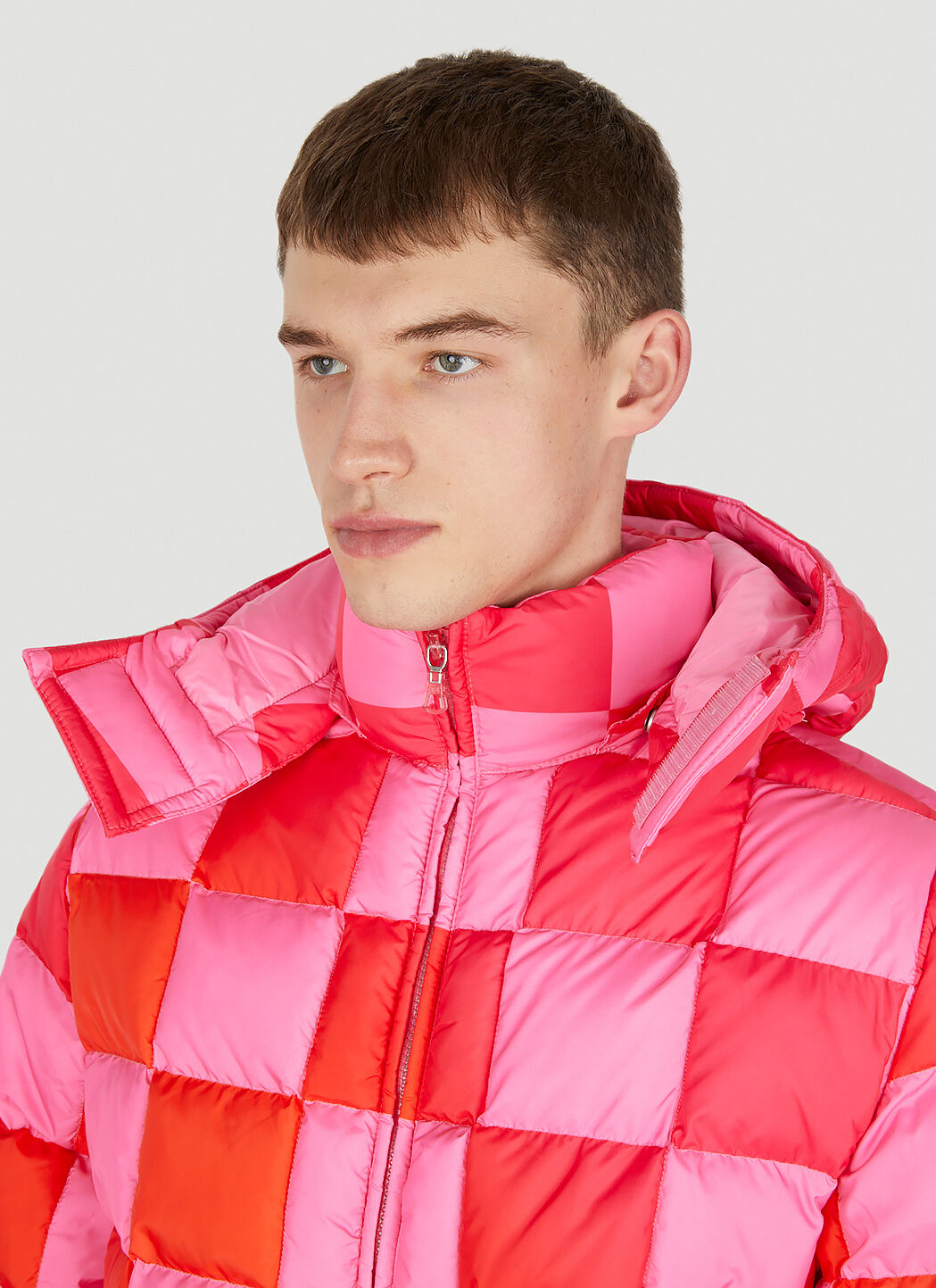 ERL Gradient Damier Puffer Jacket in Pink LN CC